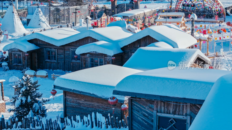 中国雪乡雪景航拍