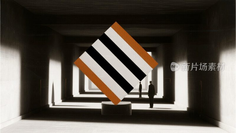 室内几何图形与人物场景