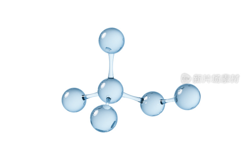 蓝色透明分子3D渲染