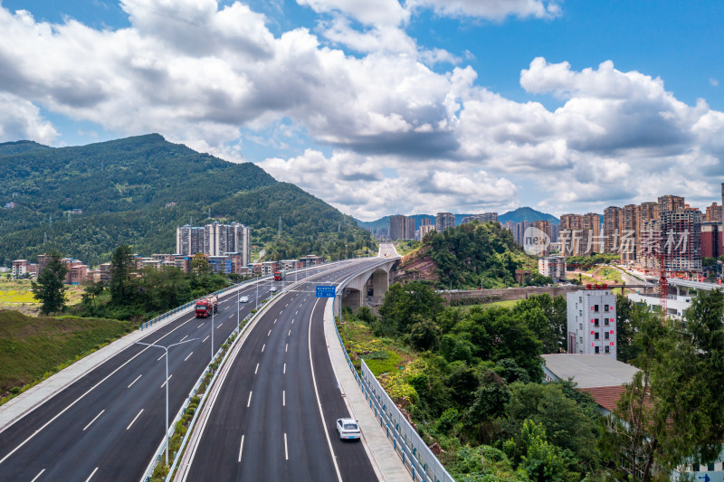 宣汉谢生坝大桥航拍全景