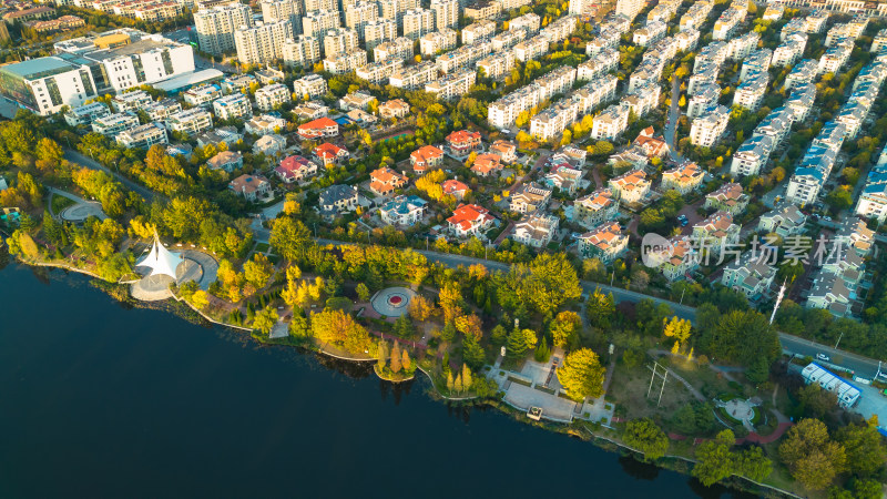 航拍俯瞰城市建筑群住宅区