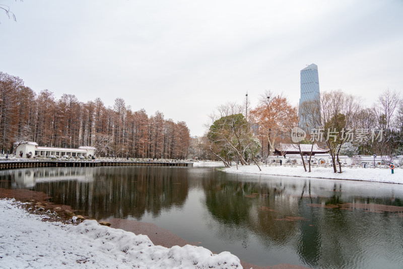 武汉冬天解放公园雪景