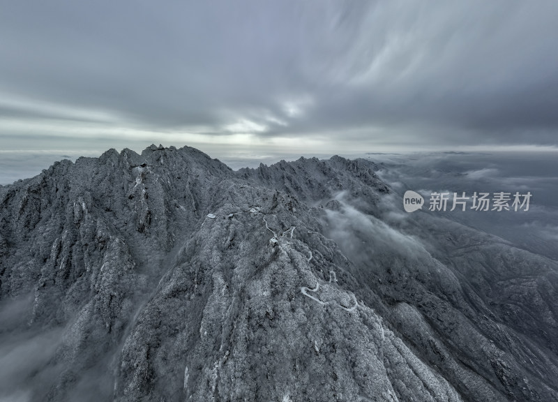 山川大雪云海大气航拍