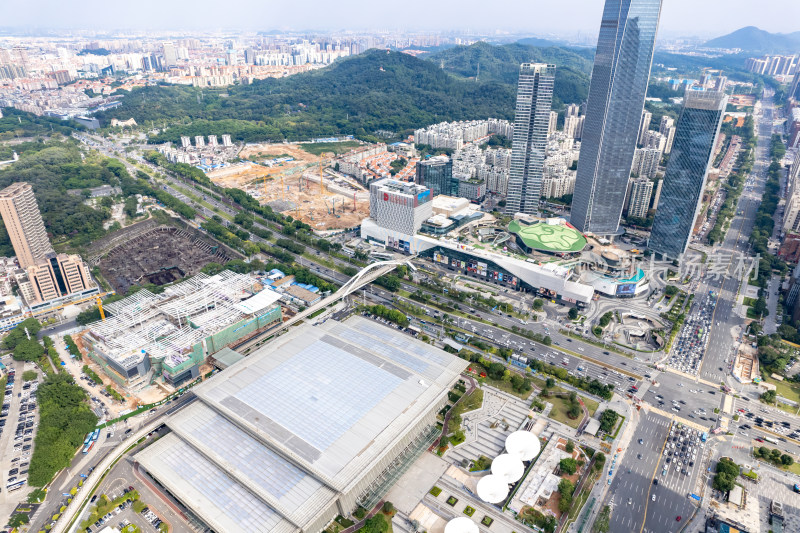 广东东莞鸿福路城市建设航拍摄影图