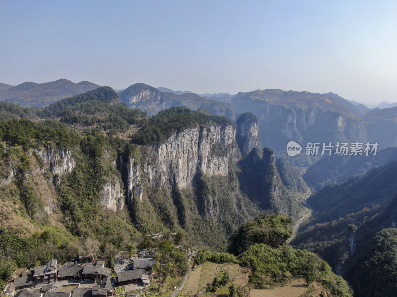 湖南湘西矮寨奇观 A景区航拍摄影图