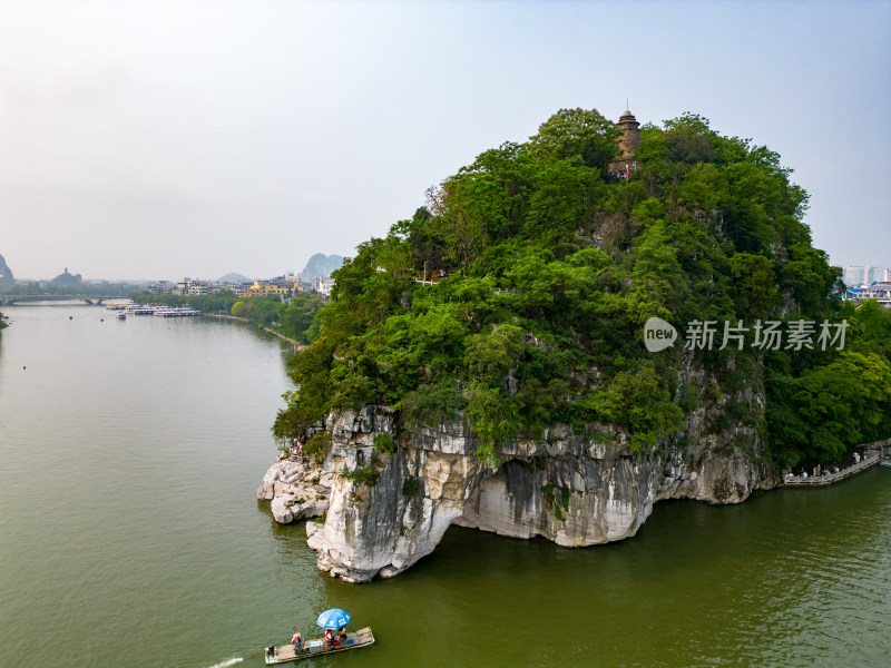 广西桂林漓江象鼻山景区航拍图