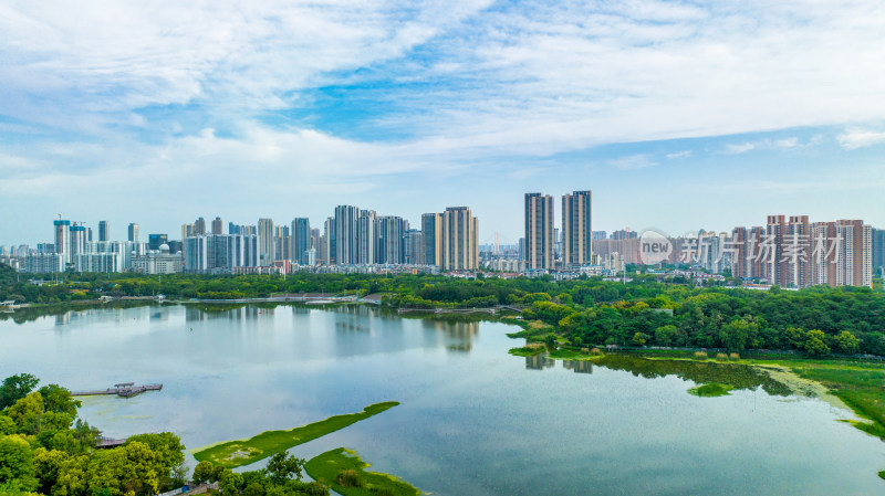 湖北武汉月湖风景区附近航拍