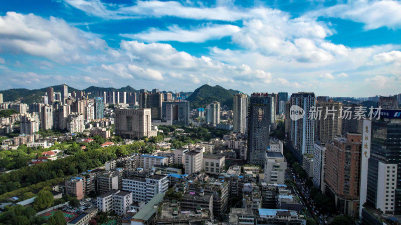 山中城市贵州贵阳城市大景航拍图