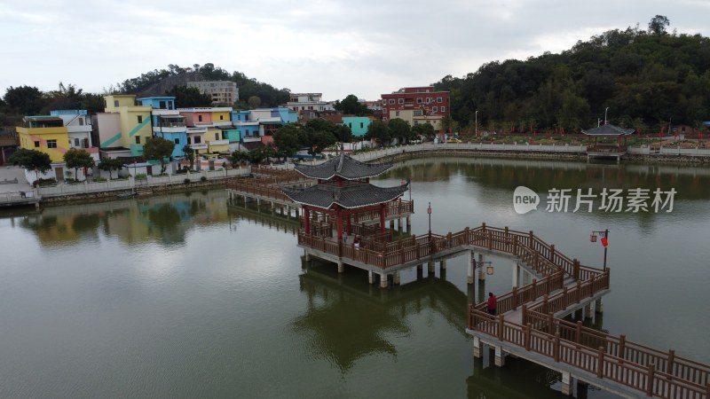 航拍广东省东莞市横沥镇山厦村