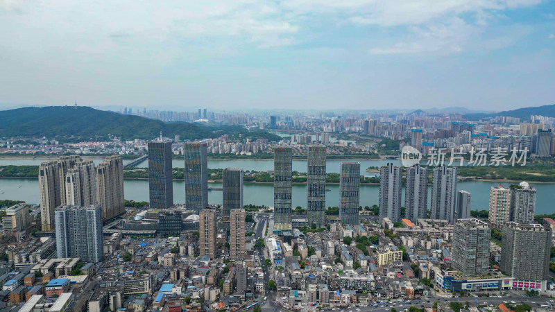 航拍湖南长沙城市建设城市风光