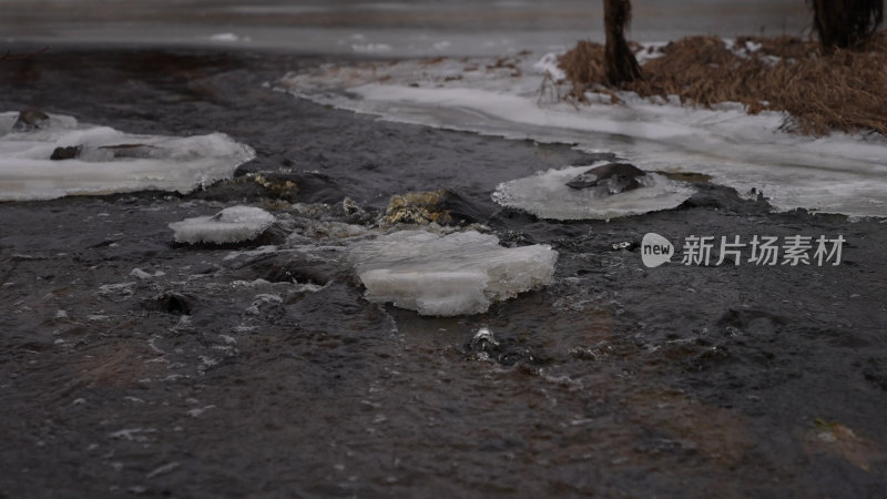 冬季雪地冰冻的河流