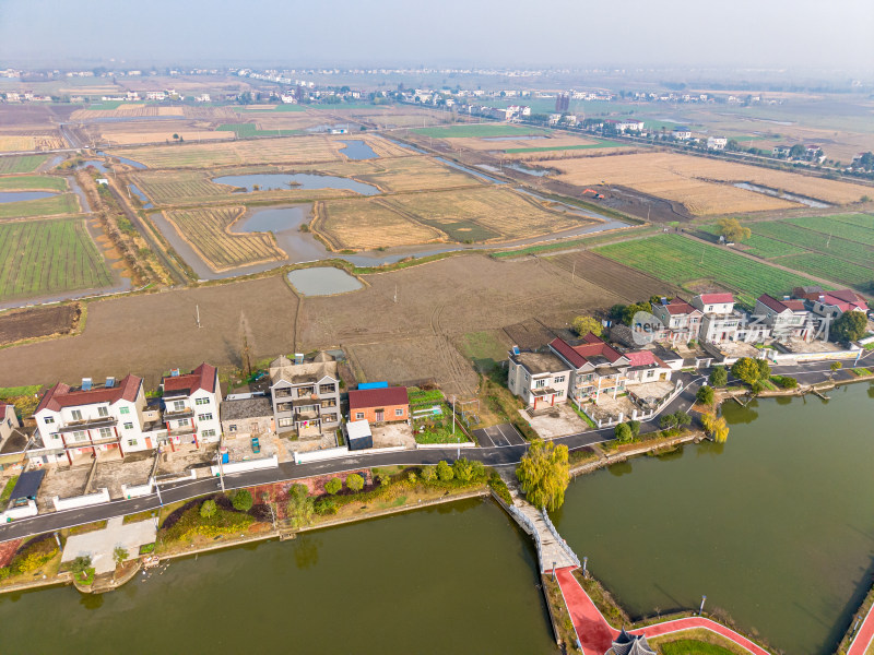 乡村田园风光俯瞰景象