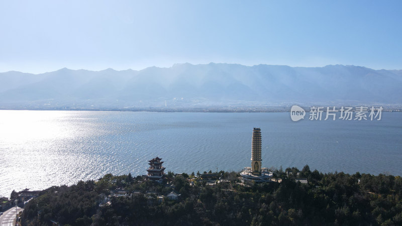 山水禅意大理洱海边罗荃半岛航拍