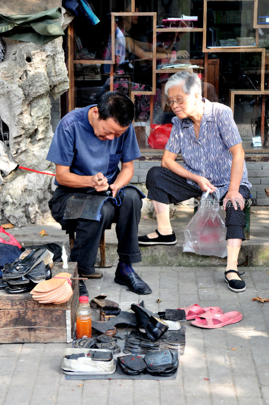 中式古建筑庭院全景风貌苏州平江路