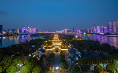 长沙橘子洲江天暮雪景区夜景