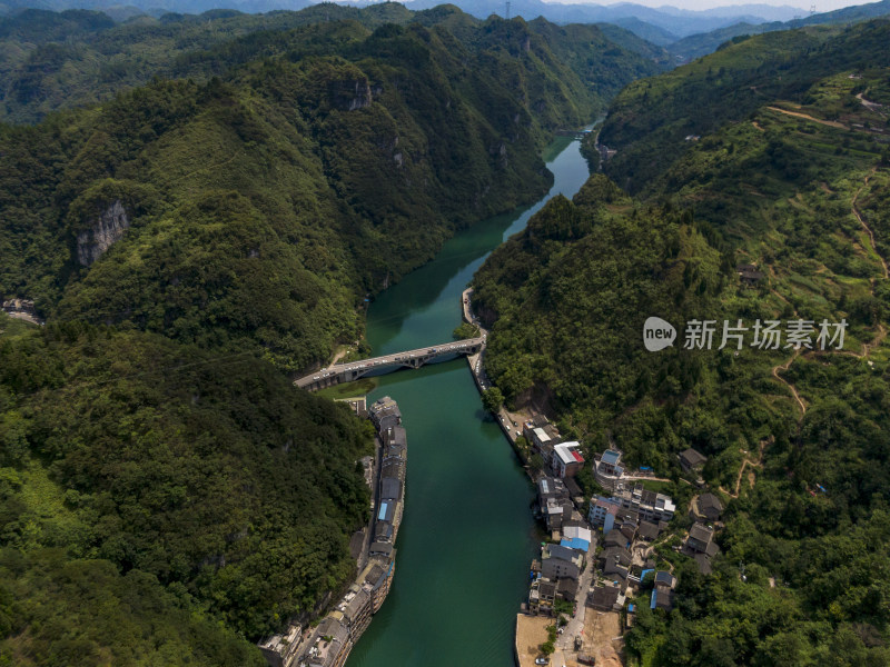 贵州山川河流镇远古镇舞阳河航拍图