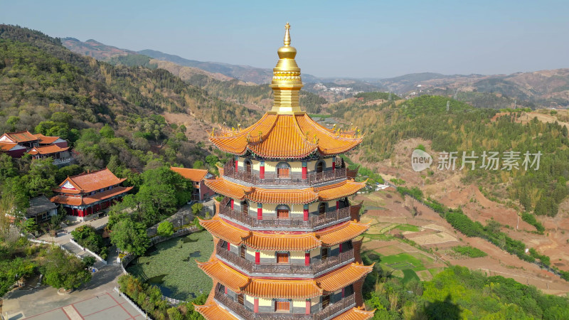 云南弥勒锦屏山景区航拍