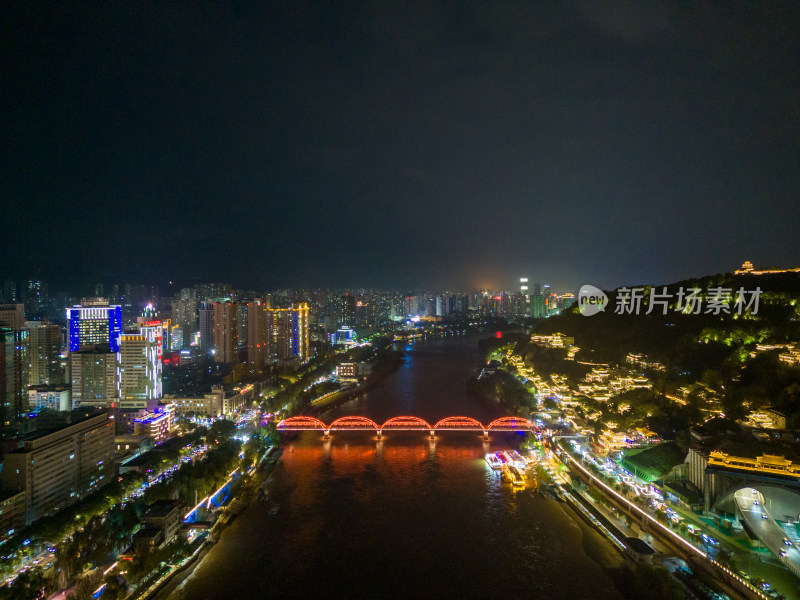 甘肃兰州中山桥夜景