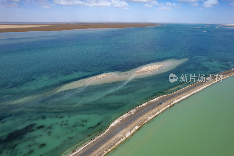 青海西台吉乃尔湖双色湖高空航拍