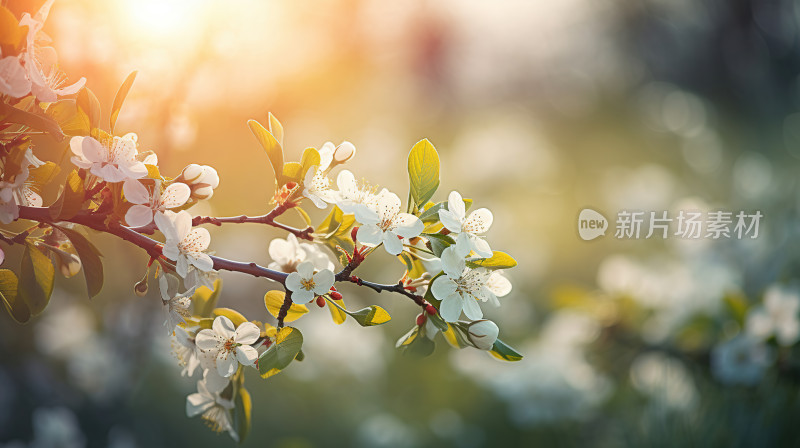 春天开放的白色梨花樱花
