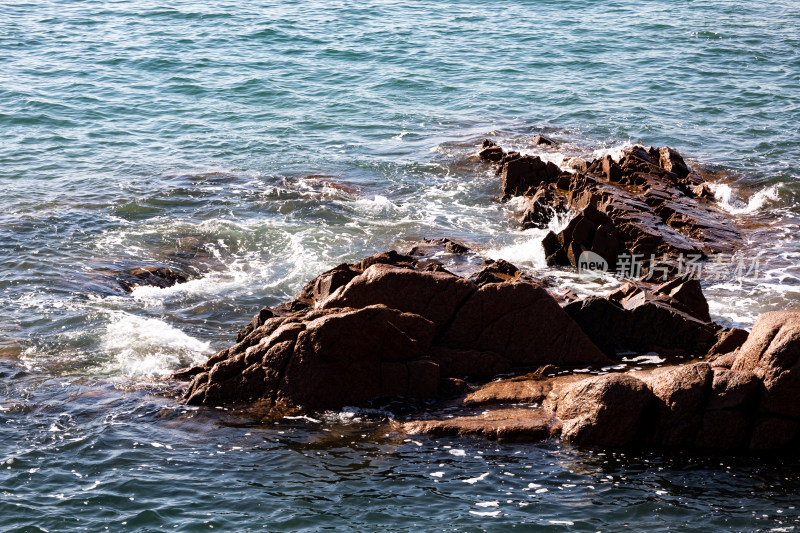 山东青岛第三海水浴场海滨海岸海滩海天景观