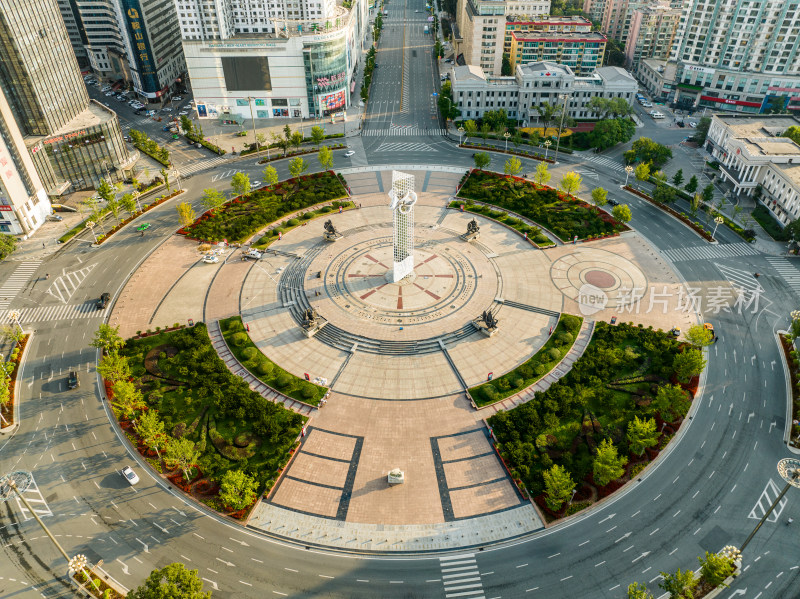 辽宁鞍山市铁东区市府胜利广场航拍