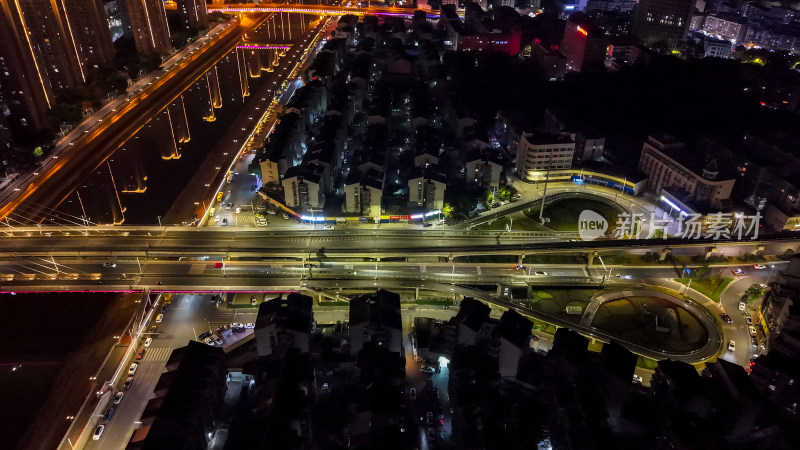 安徽芜湖城市夜景灯光航拍