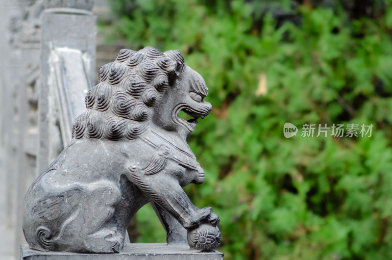 洛阳白马寺中的石狮子侧面特写