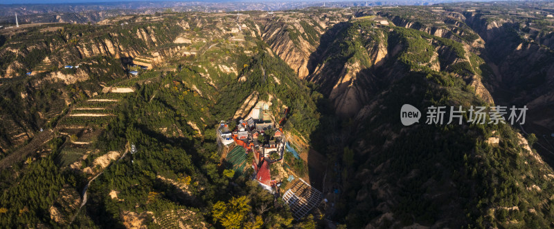 山西临汾隰县小西天千佛寺清晨航拍