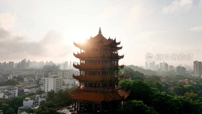 武汉市风光航拍城市建筑长江两岸黄鹤楼风景