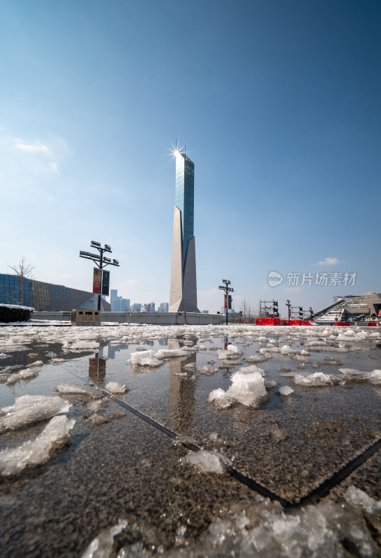 长沙湘江北辰三角洲雪景