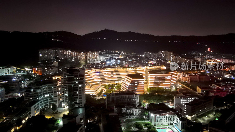 福建厦门大学艺术学院夜景航拍