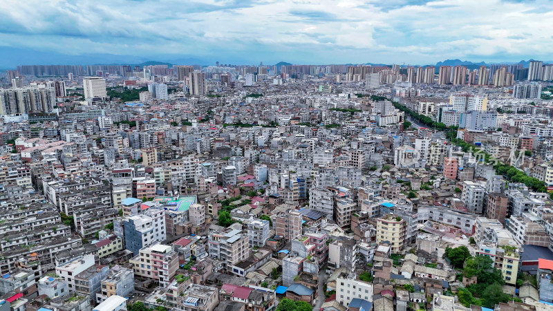 老城区城市居民房屋建筑航拍图