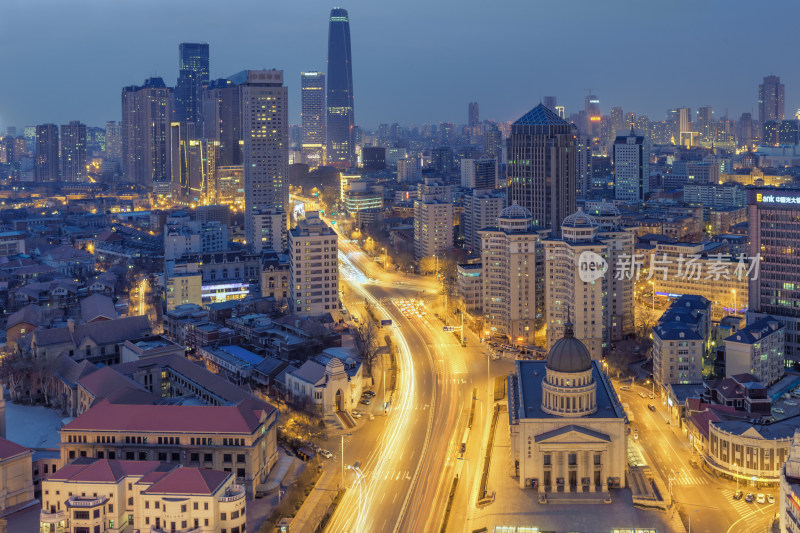 天津城市风光地标建筑城市夜景