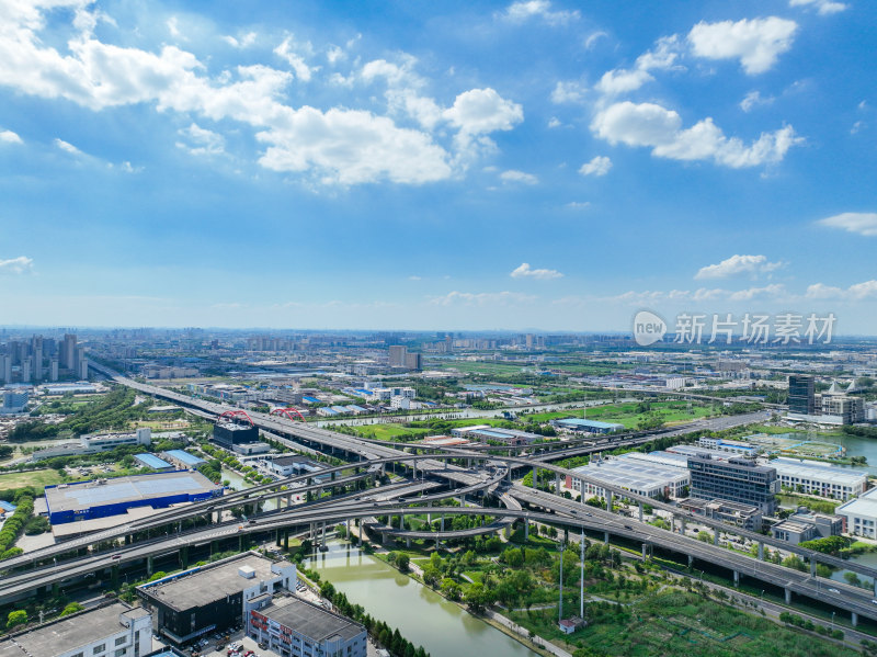 航拍昆山城市乡村建筑风光大景