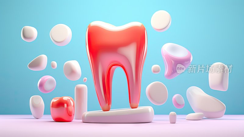 3D卡通医疗医学插，牙齿