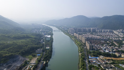 航拍清远阳山城区风光