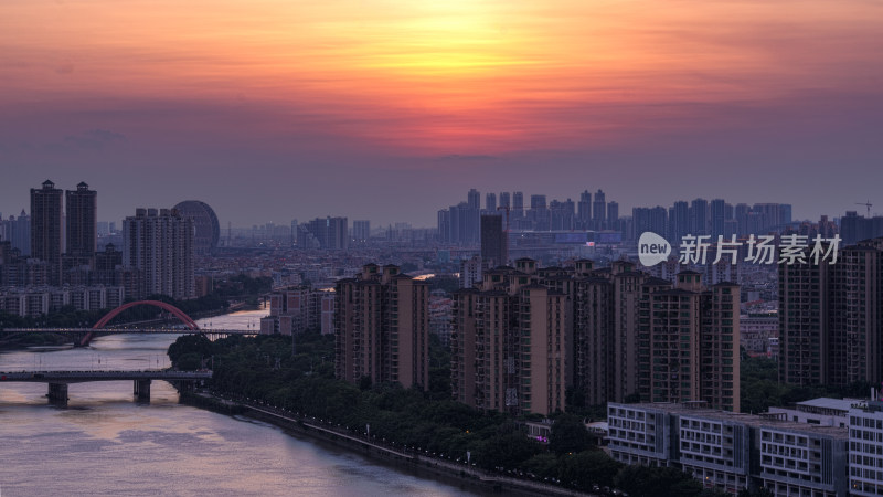 广州海珠珠江城市晚霞