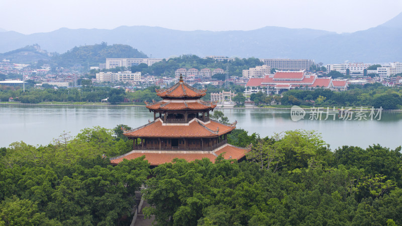 福建泉州西湖公园航拍