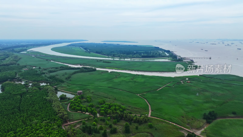 上海崇明岛东滩湿地全景 国家级保护区