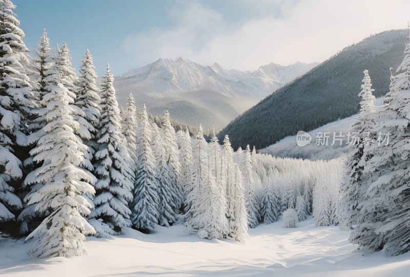 冬季森林白雪覆盖风景