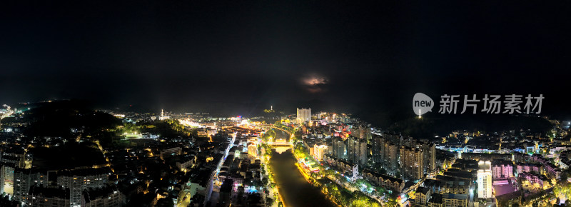 福建泰宁古城夜景航拍全景图