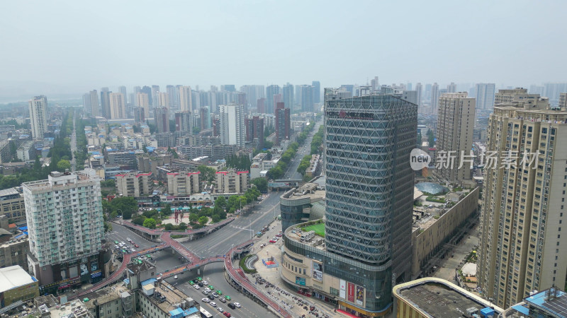 航拍湖北襄阳城市建设高楼