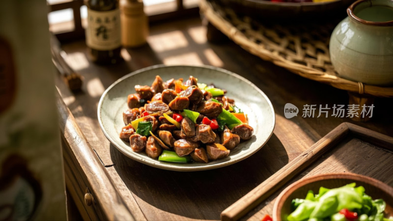 尖椒炒鸡胗美食特写