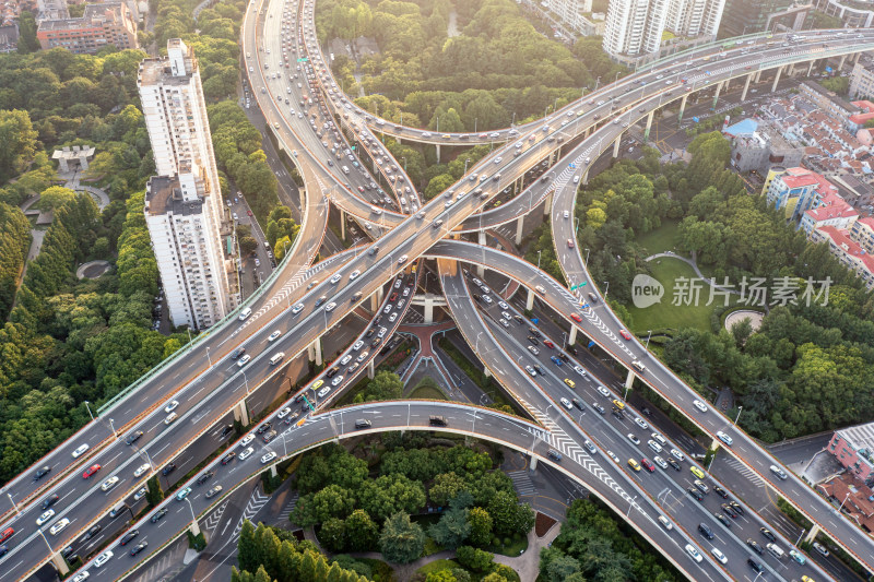 上海市区南北高架航拍城市风光