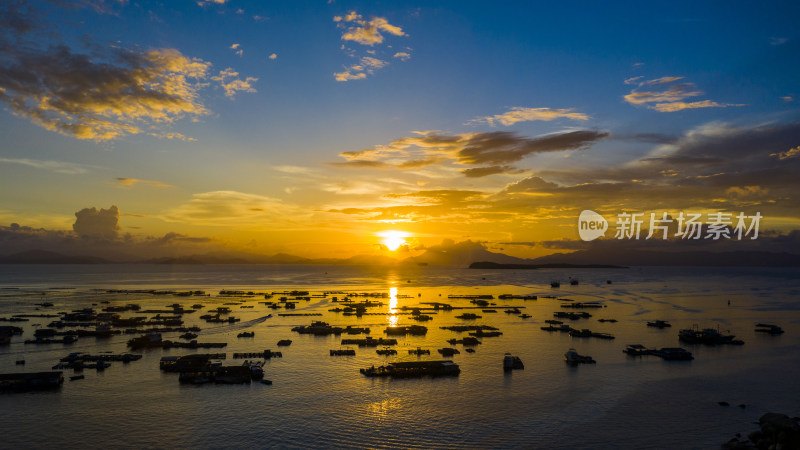 航拍南澳夕阳