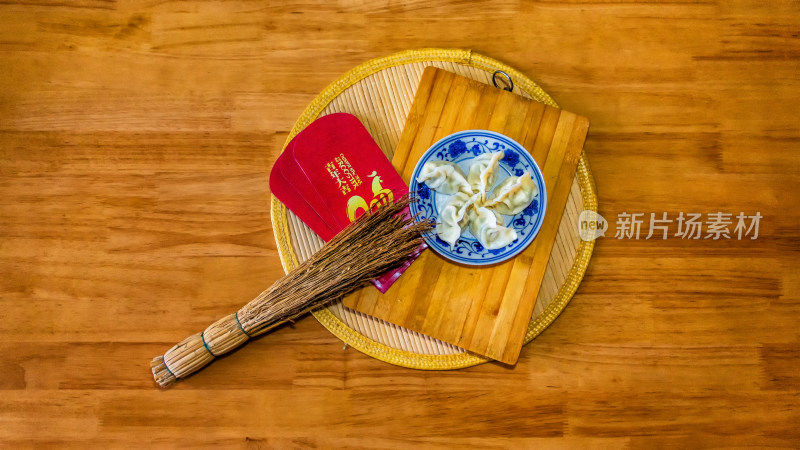 红色喜庆新年对联福字新春佳节中国结