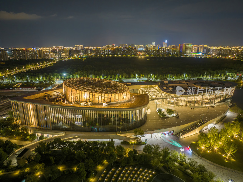 九棵树未来艺术中心上海奉贤新城夜景航拍