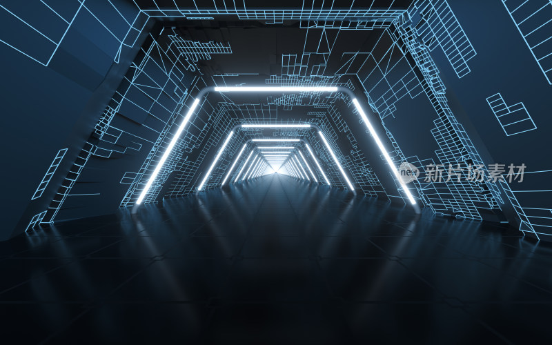 科技感隧道 3D渲染