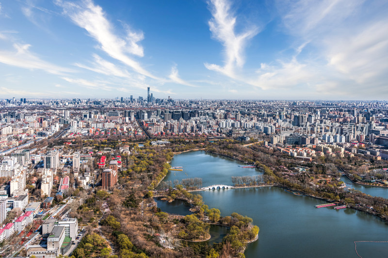 玉渊潭公园城市风光北京CBD建筑群